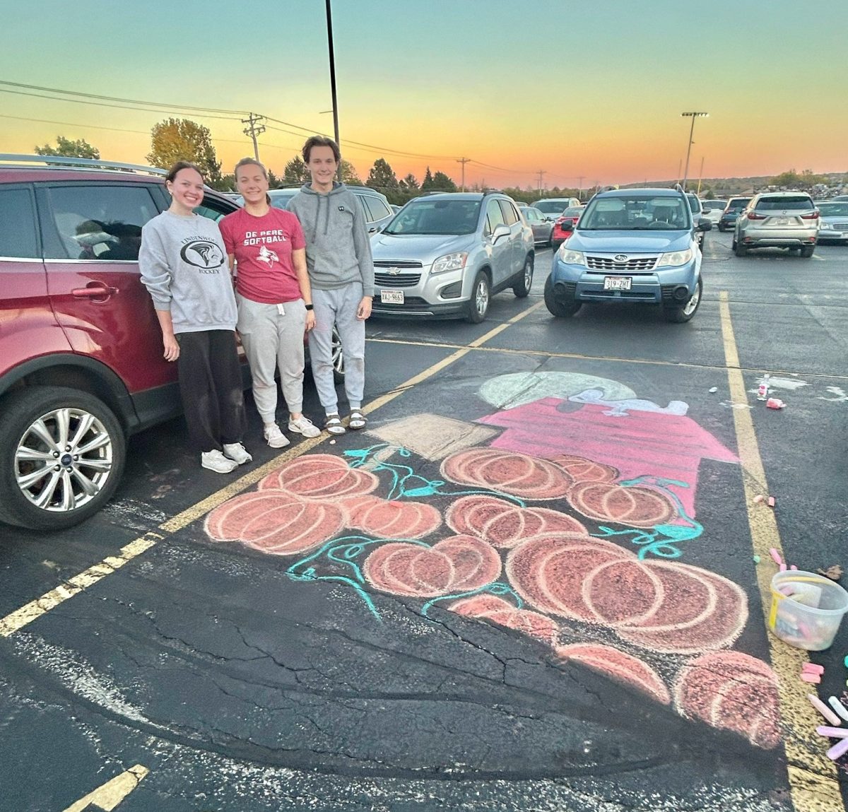 Parking lot chalk drawings